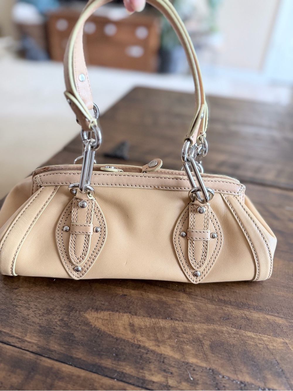 Cole Haan Beige Mini Leather Satchel